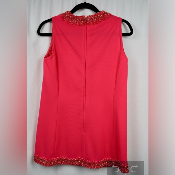 Vtg 60s pink Beaded tunic micro mini dress Magnifico Italiano read measurements - Picture 3 of 14